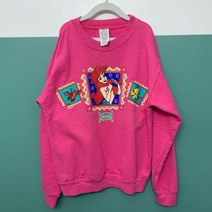 Vintage The Little Mermaid Pink Sweatshirt Size Large (Kids)